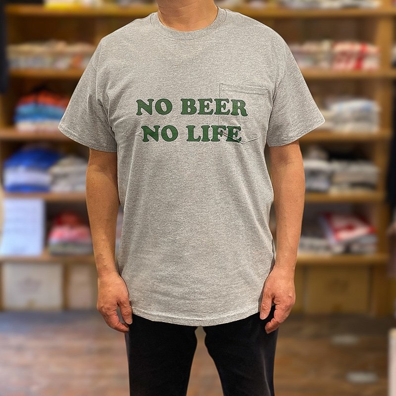画像6: NO BEER NO LIFE POCKET Tシャツ (GREY/BRITISH GREEN) (6)
