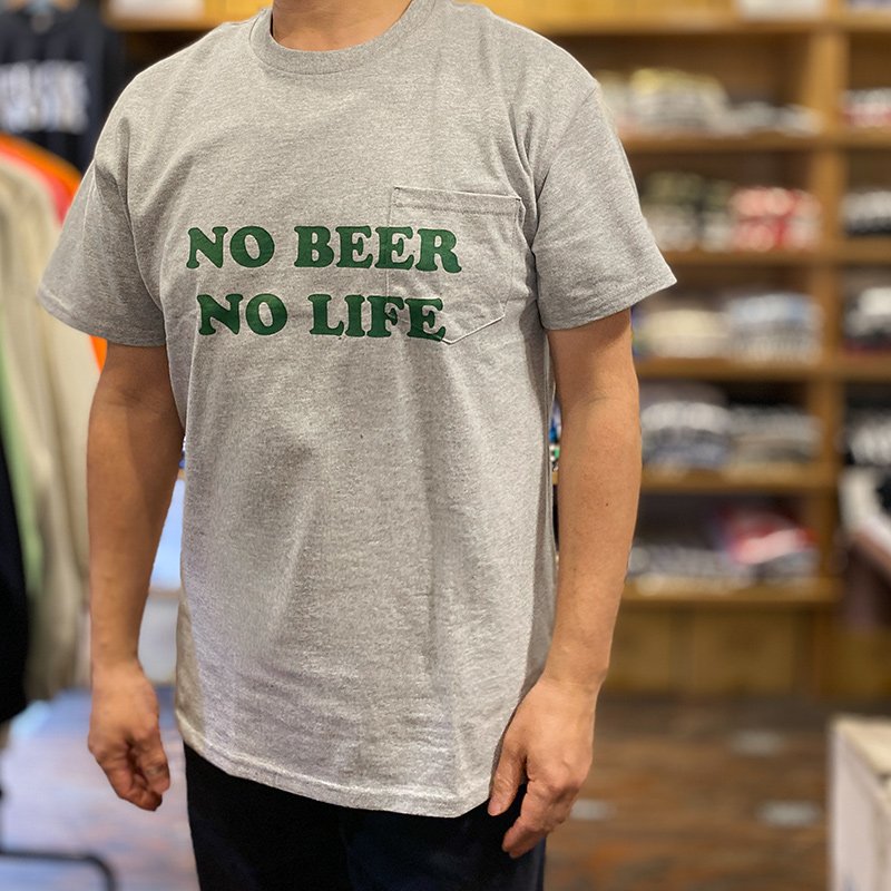 画像7: NO BEER NO LIFE POCKET Tシャツ (GREY/BRITISH GREEN) (7)