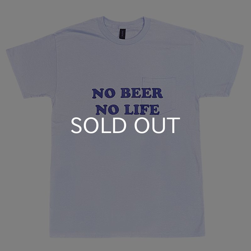 画像1: NO BEER NO LIFE POCKET Tシャツ (LIGHT BLUE/NAVY) (1)