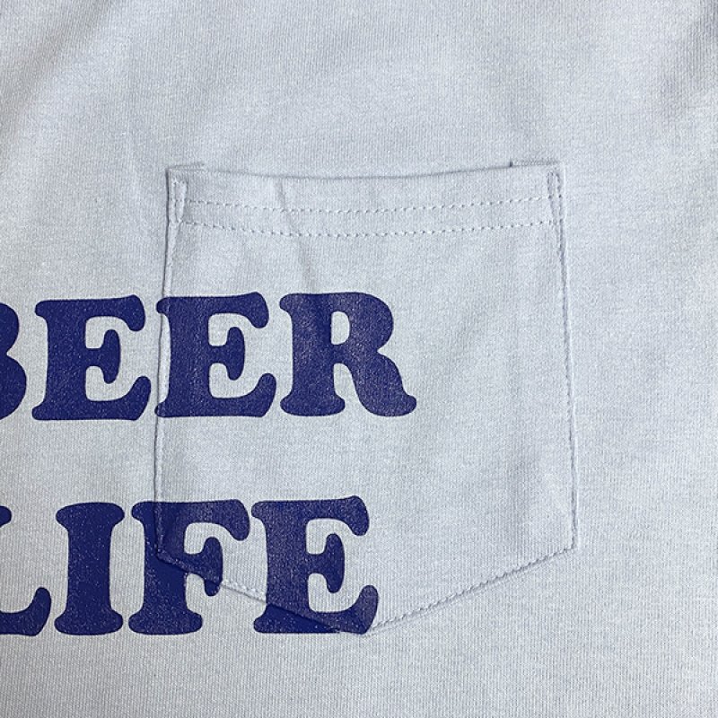 画像4: NO BEER NO LIFE POCKET Tシャツ (LIGHT BLUE/NAVY) (4)
