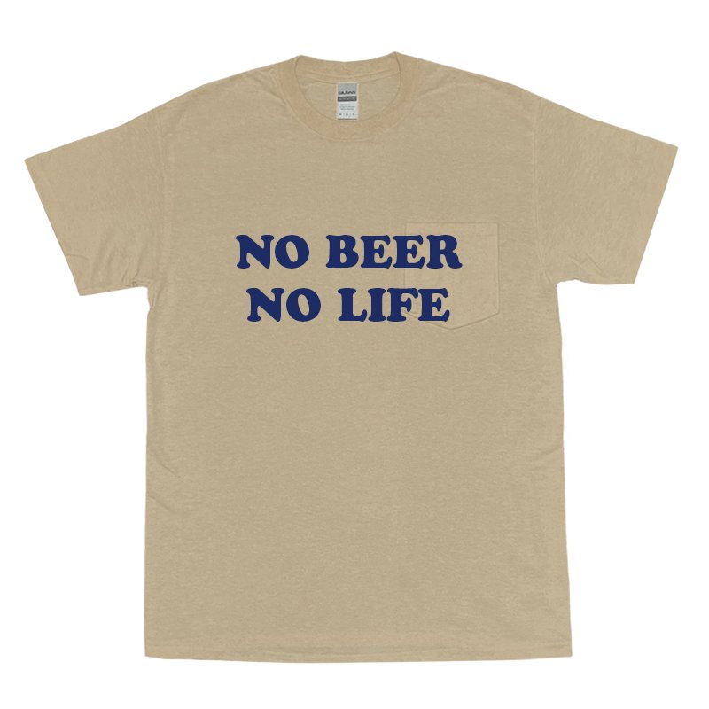 画像1: NO BEER NO LIFE POCKET Tシャツ (SAND/NAVY) (1)