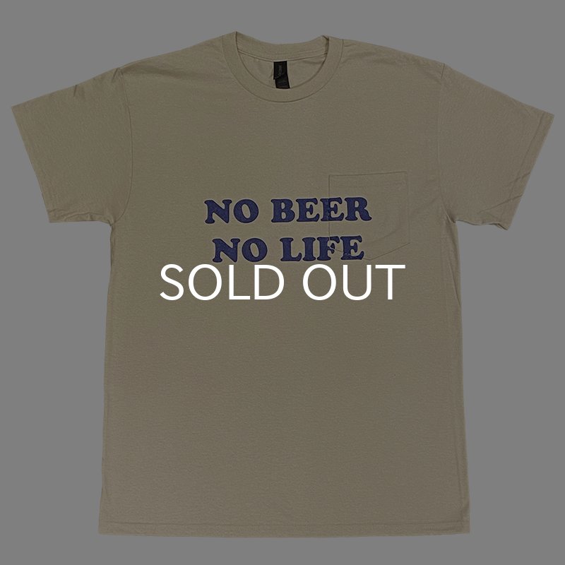 画像1: NO BEER NO LIFE POCKET Tシャツ (SAND/NAVY) (1)