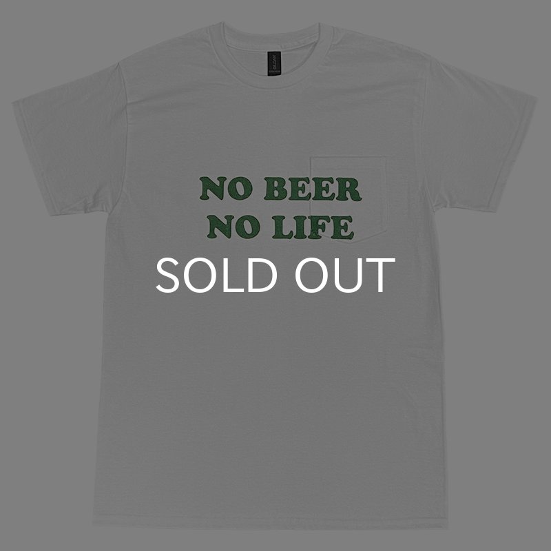 画像1: NO BEER NO LIFE POCKET Tシャツ (WHITE/BRITISH GREEN) (1)