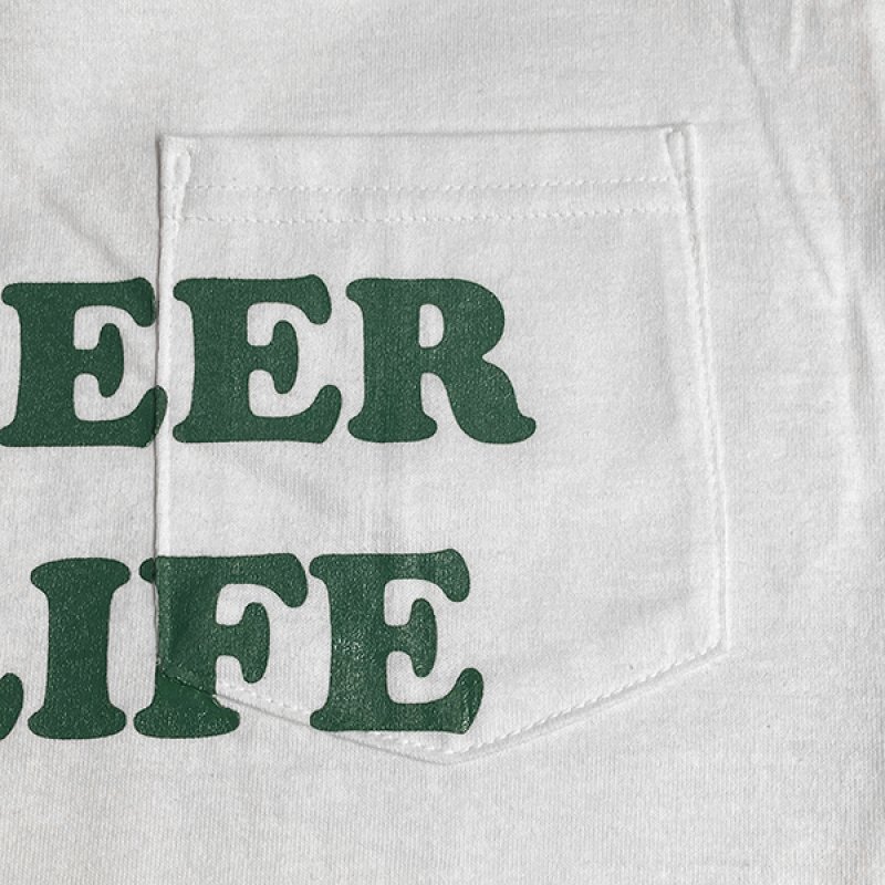 画像4: NO BEER NO LIFE POCKET Tシャツ (WHITE/BRITISH GREEN) (4)