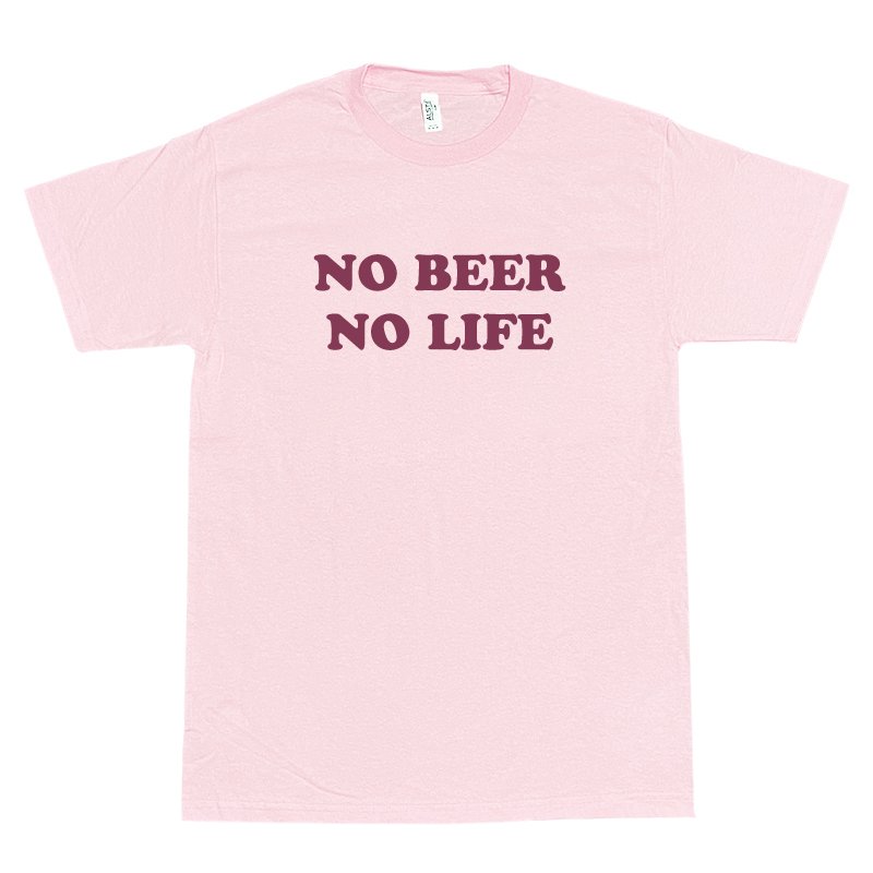 画像1: NO BEER NO LIFE Tシャツ (PINK/BORDEAUX) (1)