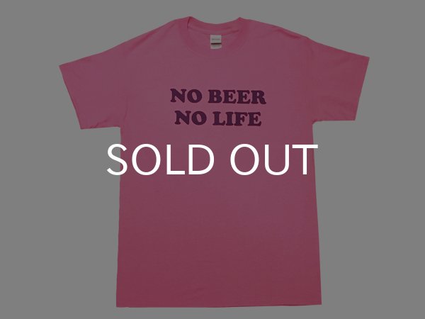 画像1: NO BEER NO LIFE Tシャツ (SAFETY PINK/PURPLE) (1)