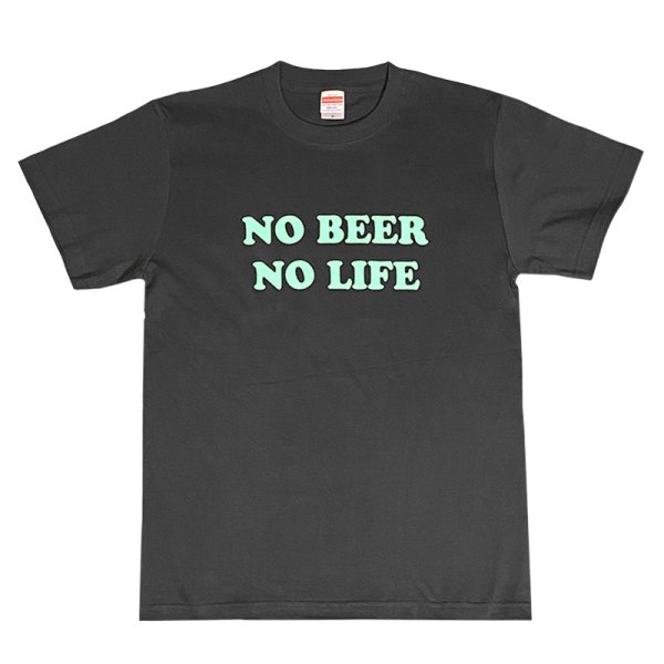 画像1: NO BEER NO LIFE Tシャツ (SUMI/PASTEL GREEN) (1)