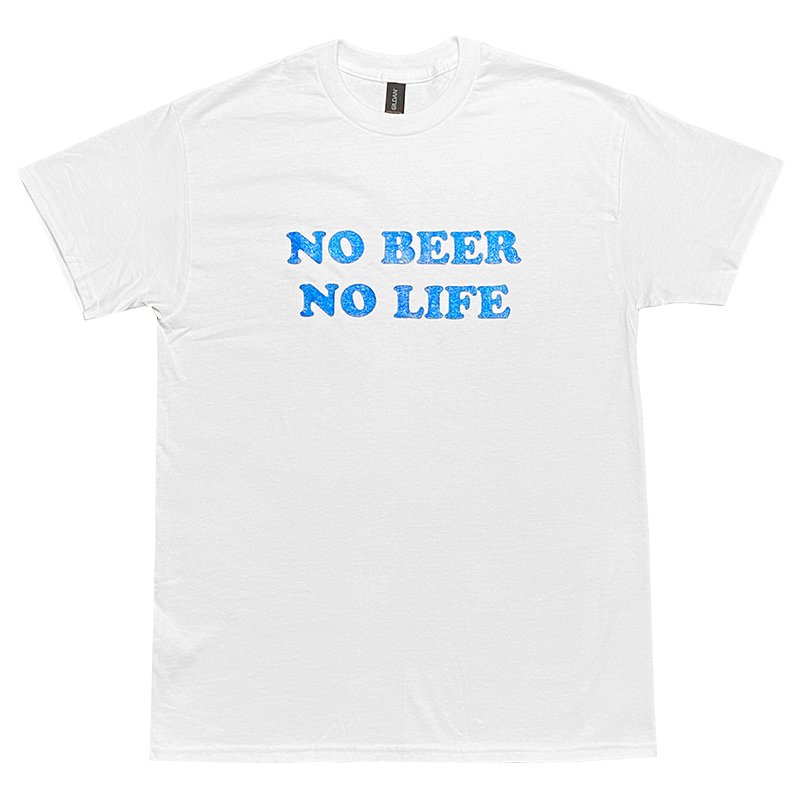 画像1: NO BEER NO LIFE Tシャツ (WHITE/METALIC BLUE) (1)
