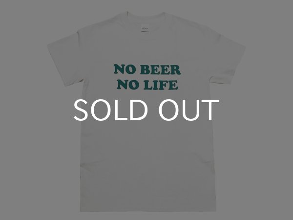 画像1: NO BEER NO LIFE Tシャツ (WHITE/GREEN) (1)