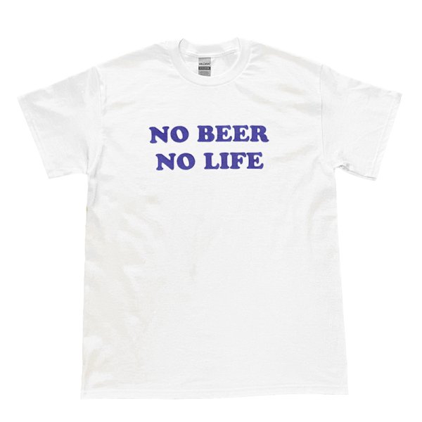 画像1: NO BEER NO LIFE Tシャツ (WHITE/NAVY) (1)