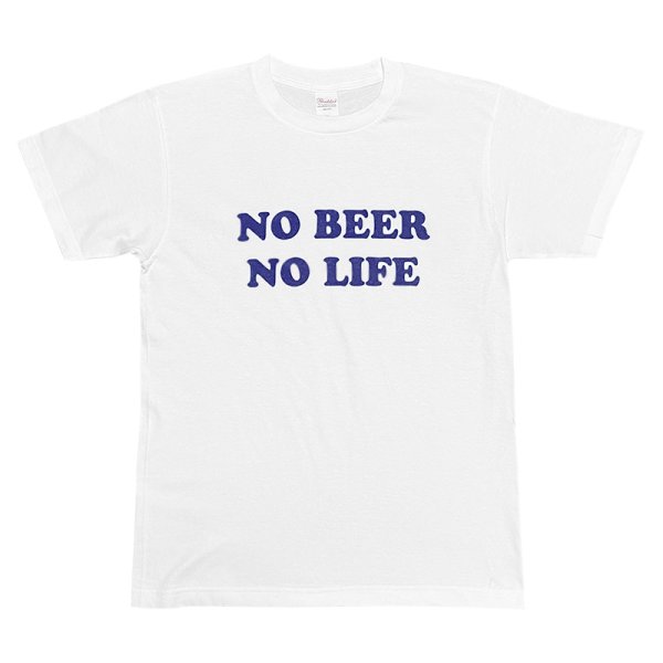 画像1: NO BEER NO LIFE Tシャツ (WHITE/NAVY) (1)