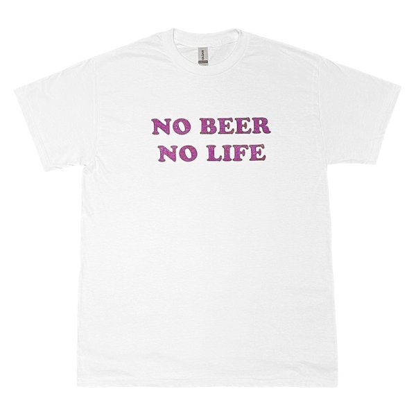 画像1: NO BEER NO LIFE Tシャツ (WHITE/PURPLE) (1)