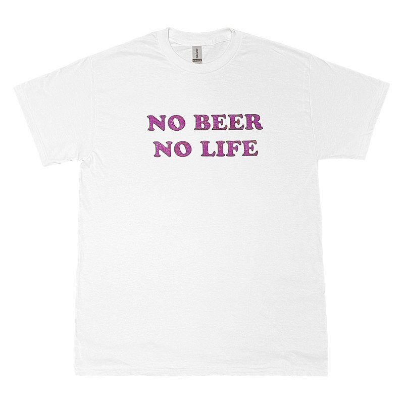 画像1: 【SALE】NO BEER NO LIFE Tシャツ (WHITE/PURPLE) (1)