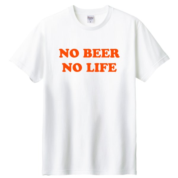 画像1: NO BEER NO LIFE Tシャツ (WHITE/SCARLET) (1)