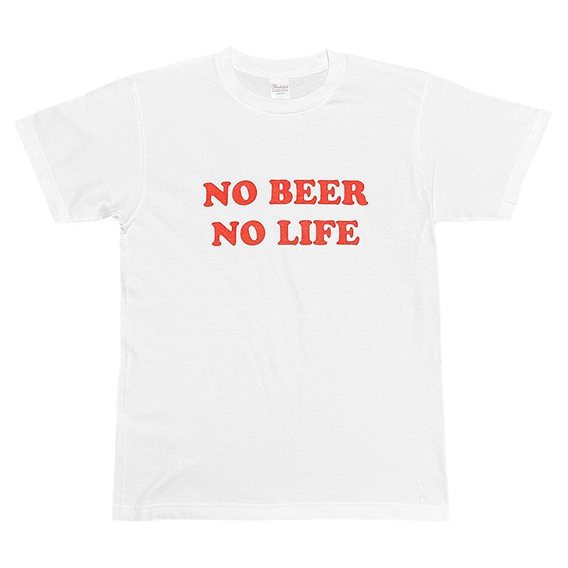 画像1: NO BEER NO LIFE Tシャツ (WHITE/RED) (1)