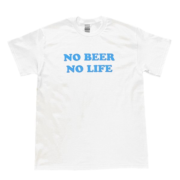 画像1: NO BEER NO LIFE Tシャツ (WHITE/SAX) (1)