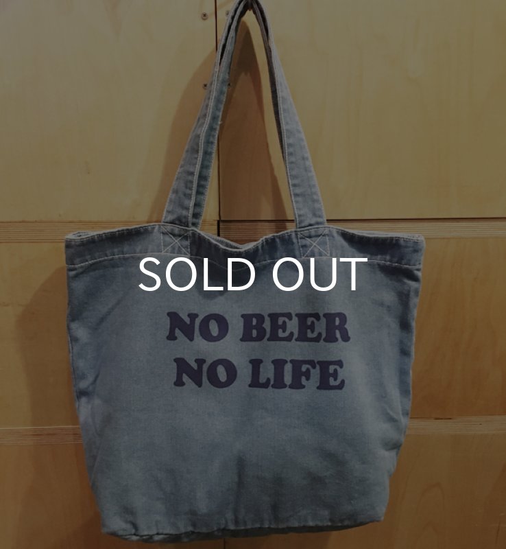 画像3: NO BEER NO LIFE デニムトートバッグ (LIGHT BLUE/NAVY) (3)