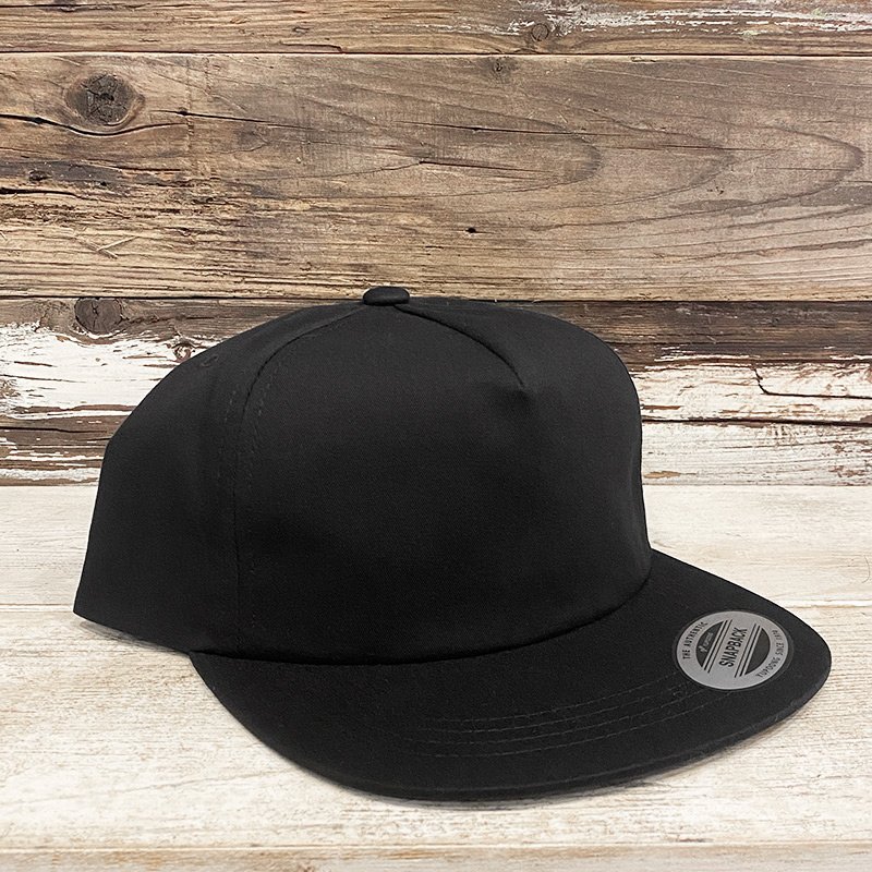 画像1: FLEXFIT / UNSTRUCTURED 5-PANEL SNAPBACK CAP (BLACK) (1)