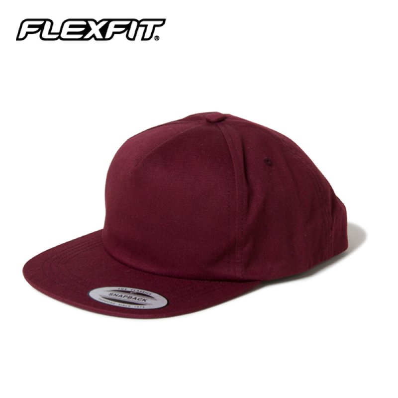 画像1: 【お取寄せ】FLEXFIT / UNSTRUCTURED 5-PANEL SNAPBACK CAP (MAROON) (1)