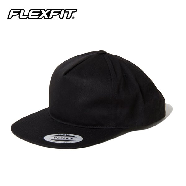 画像1: FLEXFIT / UNSTRUCTURED 5-PANEL SNAPBACK CAP (BLACK) (1)