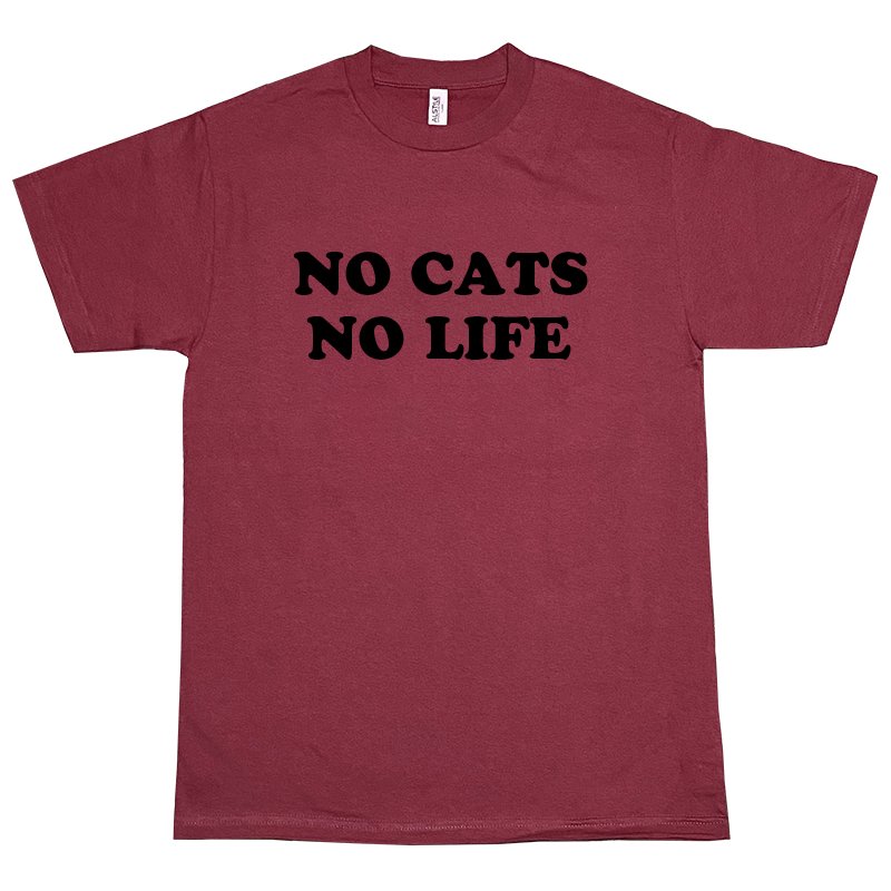画像1: NO CATS NO LIFE Tシャツ (BURGUNDY) (1)