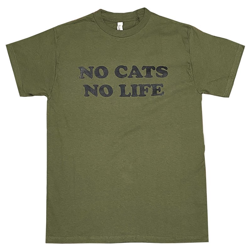 画像1: NO CATS NO LIFE Tシャツ (MILITARY GREEN) (1)