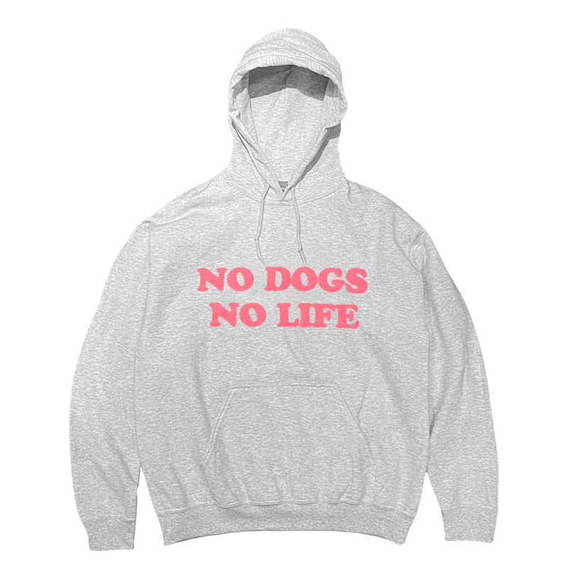 画像1: NO DOGS NO LIFE HOODIE (HEATHER GREY/NEON PINK) (1)