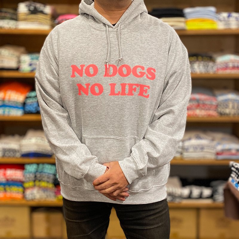 画像4: NO DOGS NO LIFE HOODIE (HEATHER GREY/NEON PINK) (4)
