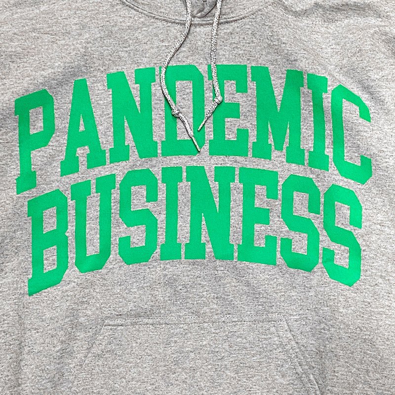 画像2: PANDEMIC BUSINESS HOODIE (HEATHER GREY/GREEN) (2)