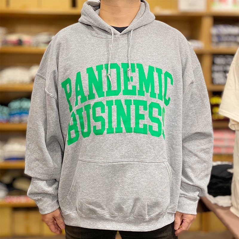 画像4: PANDEMIC BUSINESS HOODIE (HEATHER GREY/GREEN) (4)