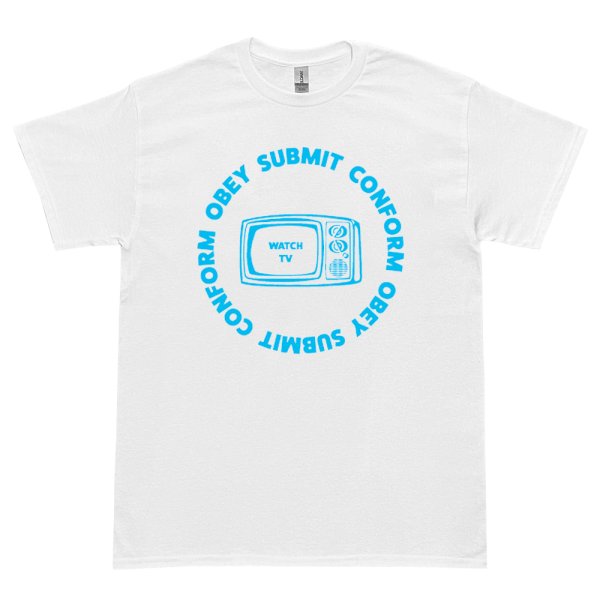 画像1: WATCH TV Tシャツ (WHITE/SAX) (1)
