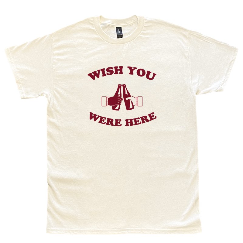 画像1: WISH YOU WERE HERE Tシャツ (NATURAL/BORDEAUX) (1)