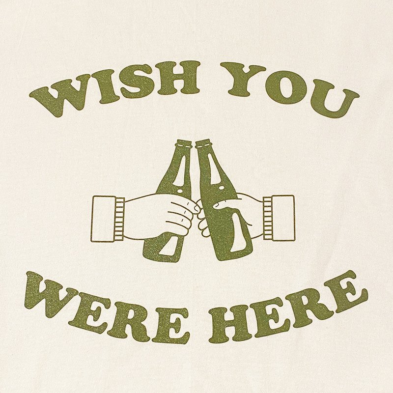 画像2: WISH YOU WERE HERE Tシャツ (NATURAL/OLIVE) (2)