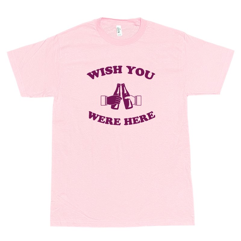 画像1: WISH YOU WERE HERE Tシャツ (PINK/BORDEAUX) (1)