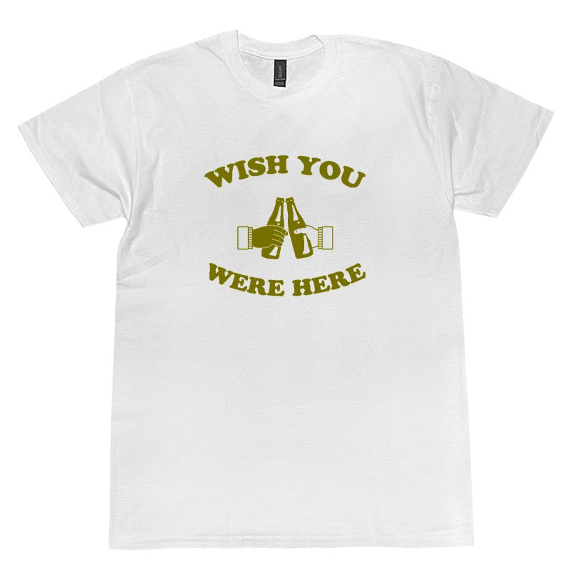 画像1: WISH YOU WERE HERE Tシャツ (WHITE/OLIVE) (1)