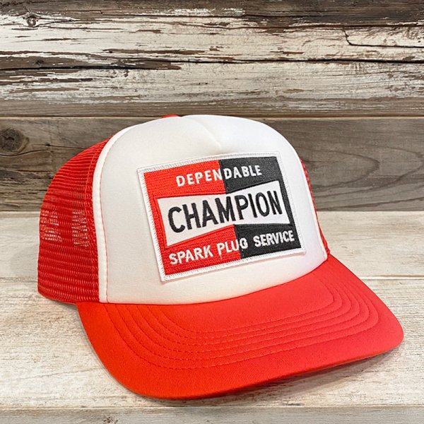 画像1: CHAMPION SPARK PLUG PATCH TRUCKER CAP (WHITE/RED) (1)