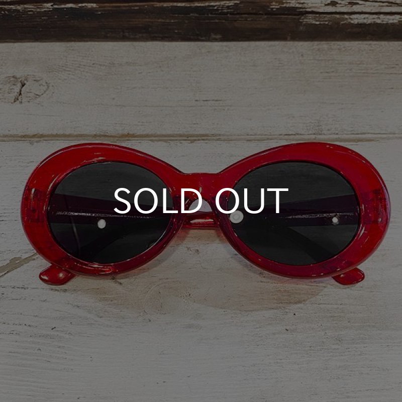 画像2: KURT COBAIN STYLE OVAL SUNGLASS / カート・コバーン オーバル・サングラス (CLEAR RED) (2)