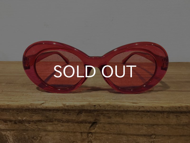 画像2: KURT COBAIN STYLE OVAL SUNGLASS / グリッター・サングラス (RED) (2)
