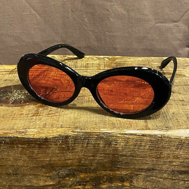 画像3: KURT COBAIN STYLE OVAL SUNGLASS / カート・コバーン オーバル・サングラス (BLACK/ORANGE) (3)