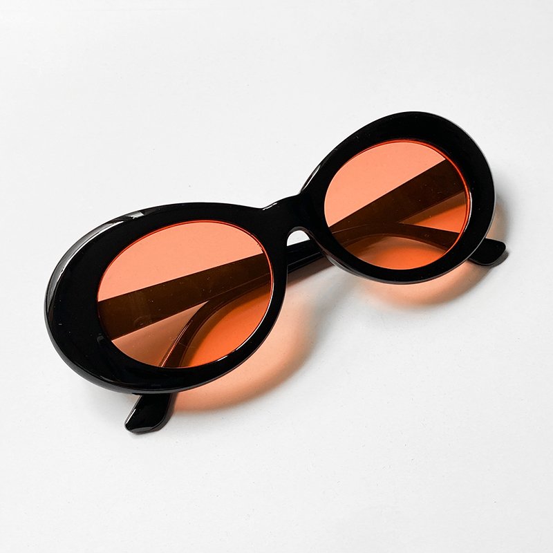 画像3: KURT COBAIN STYLE OVAL SUNGLASS / カート・コバーン オーバル・サングラス (BLACK/RED) (3)