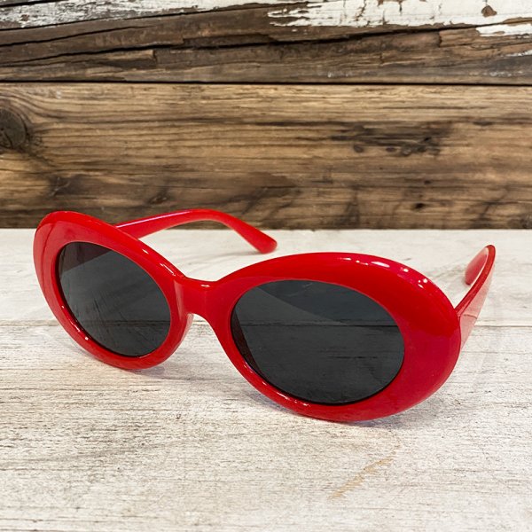 画像1: KURT COBAIN STYLE OVAL SUNGLASS / カート・コバーン オーバル・サングラス (RED) (1)