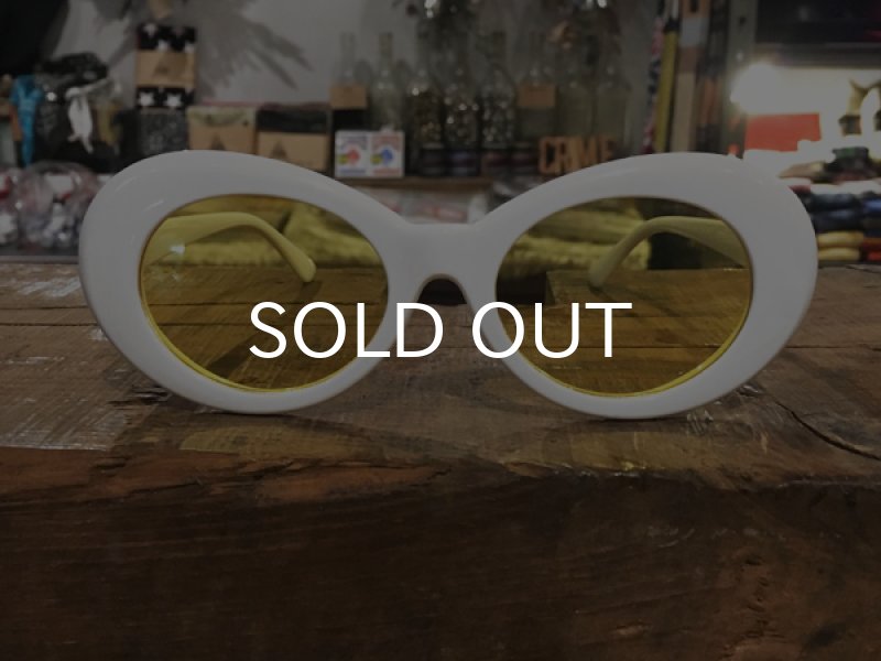 画像2: KURT COBAIN STYLE OVAL SUNGLASS / カート・コバーン オーバル・サングラス (WHITE/YELLOW) (2)
