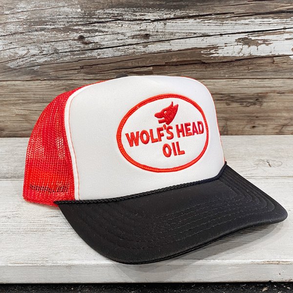 画像1: WOLF'S HEAD OIL TRUCKER CAP (WHITE/BLACK/RED) (1)
