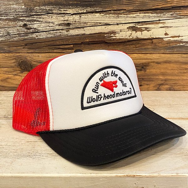 画像1: WOLF'S HEAD OIL TRUCKER CAP (WHITE/BLACK/RED) (1)