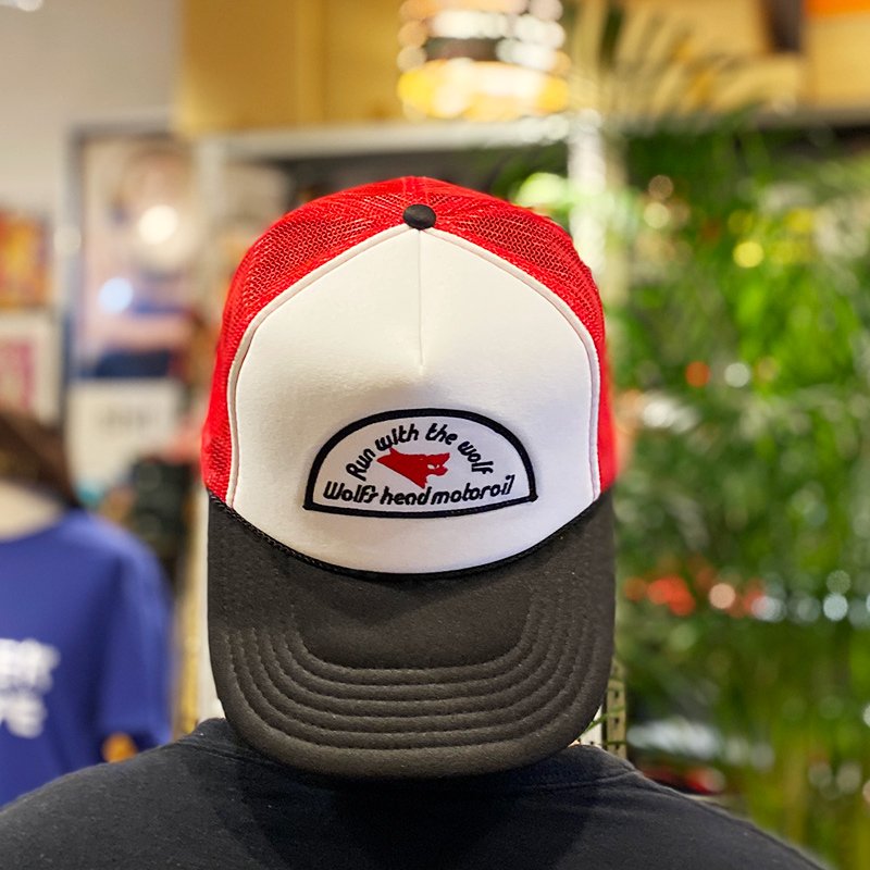 画像4: WOLF'S HEAD TRUCKER CAP (WHITE/BLACK/RED) (4)