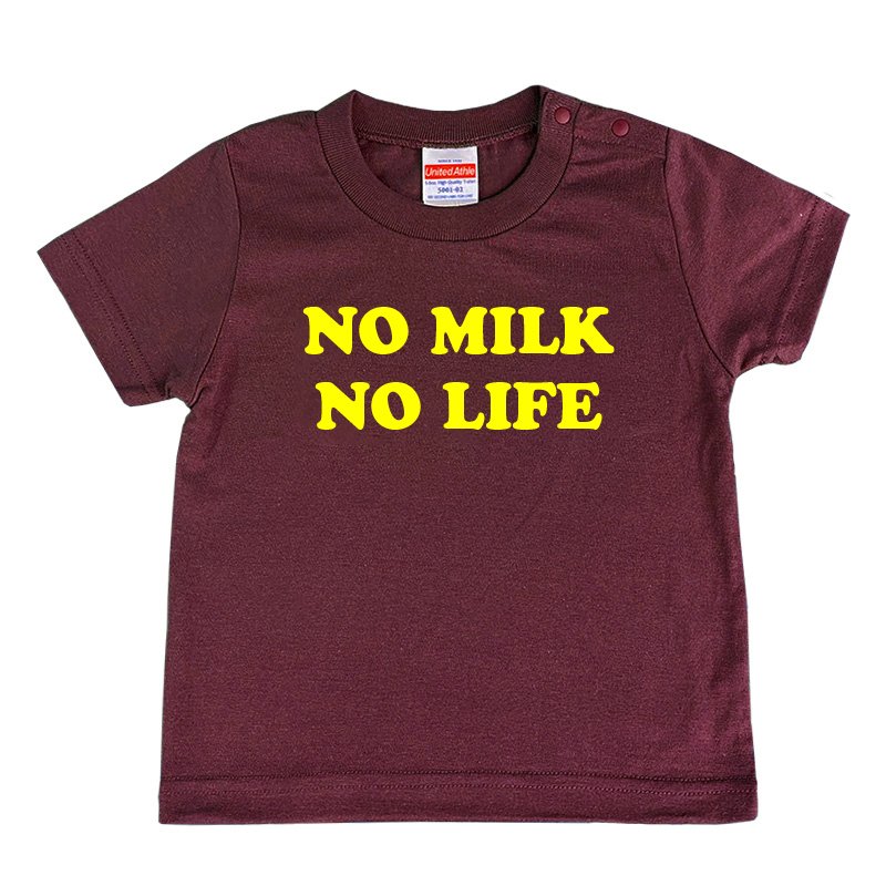 画像1: NO MILK NO LIFE キッズTシャツ / (BURGUNDY/YELLOW) (1)