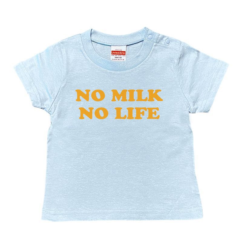 画像1: NO MILK NO LIFE キッズTシャツ / (LIGHT BLUE/ORANGE) (1)