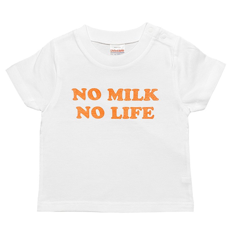 画像1: NO MILK NO LIFE キッズTシャツ / (WHITE/ORANGE) (1)
