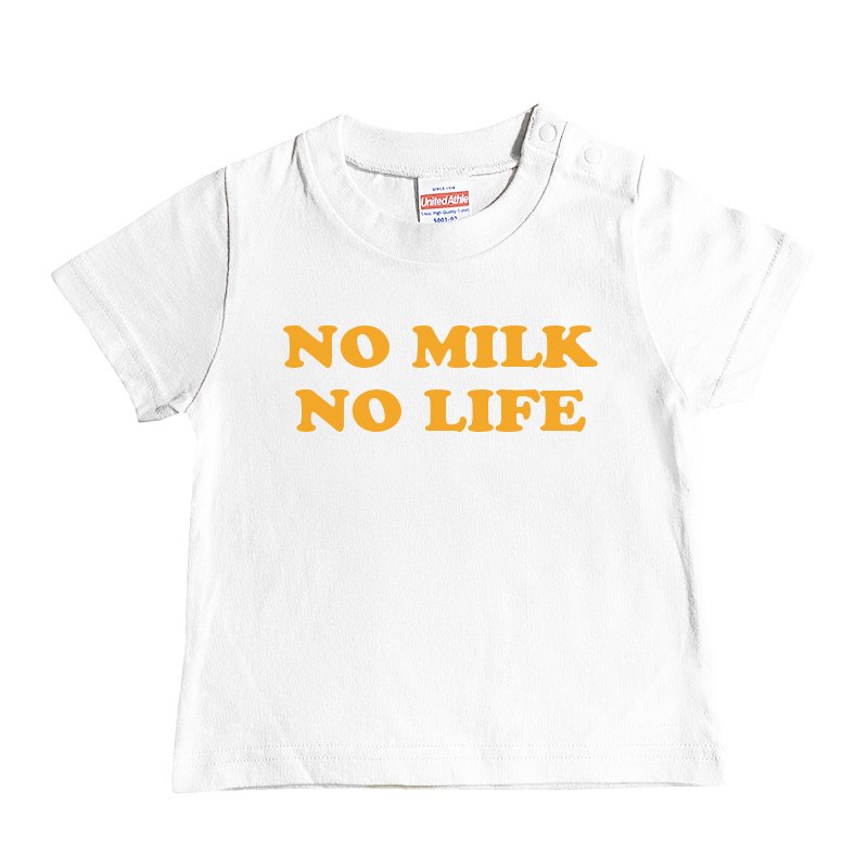 画像1: NO MILK NO LIFE キッズTシャツ / (WHITE/ORANGE) (1)