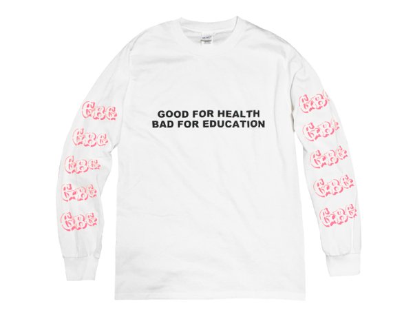 画像1: GUERRILLA BASE GALLERY ロングスリーブTシャツ / GOOD FOR HEALTH (WHITE/PINK) (1)